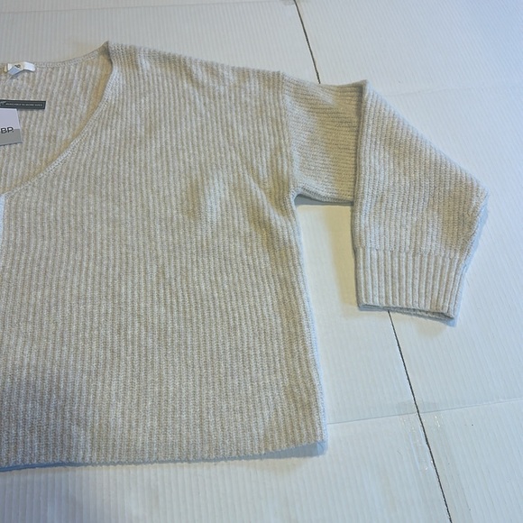 NWT BP Nordstrom ribbed oversized alouchy super soft cream sweater v neck 3x - Picture 2 of 10